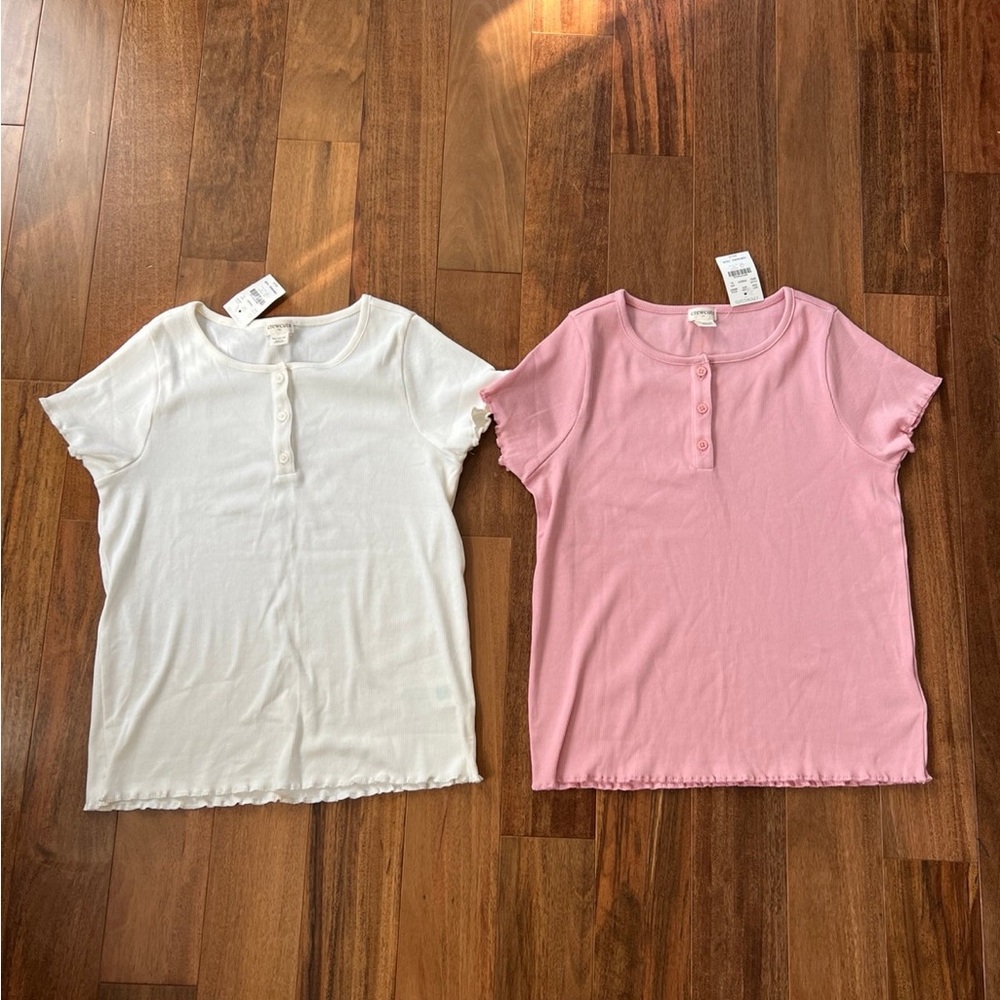 Crewcuts Pink and White Kids' Button-Front Tops